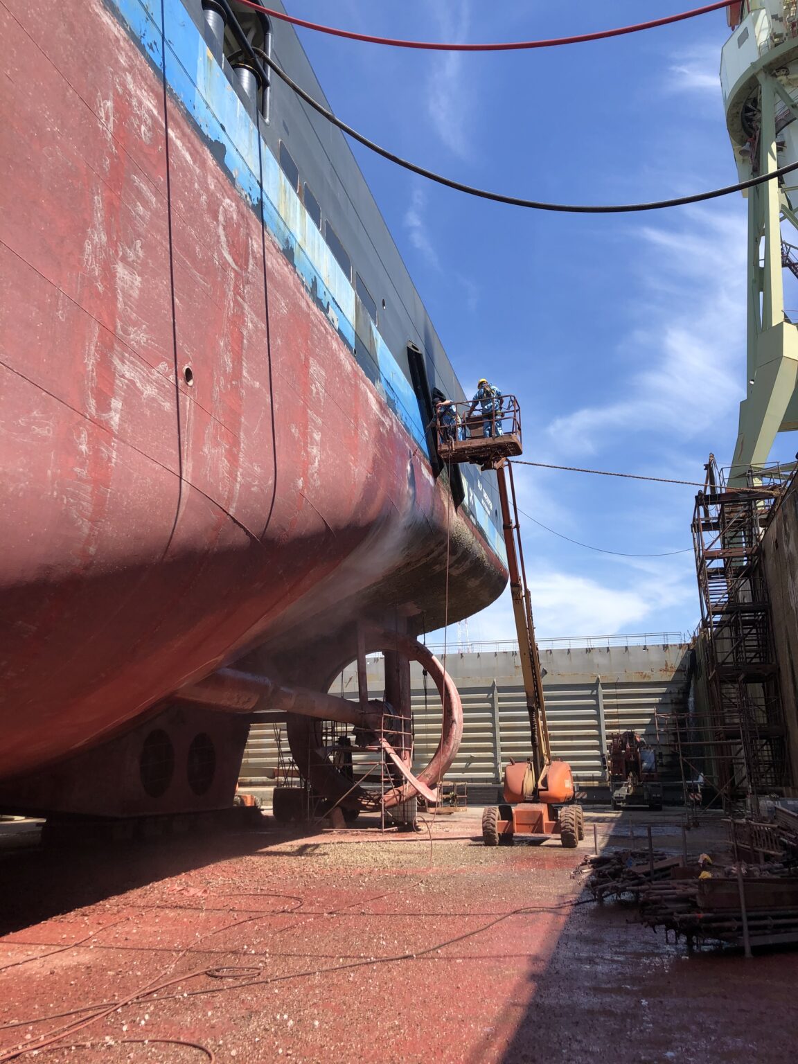 Ship in dry dock